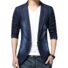 Mens Denim Fashion Cotton Vintage Suit Jacket Blue Coat Denim Jacket Slim Jeans