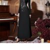 Women's Diamond Midi Dress - O-Neck Long Sleeve Minimalist High Waist
