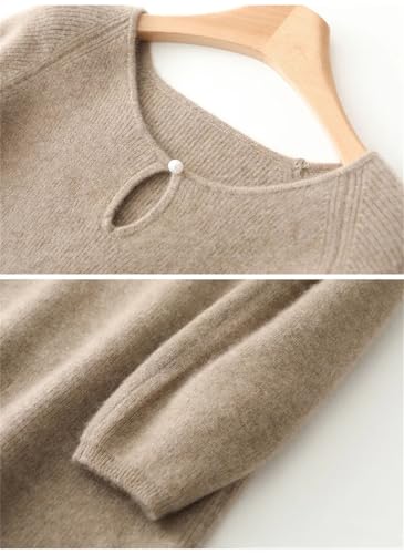 Women's Merino Wool Knit Dress - Winter Pullover Midi Orange Comfort Shift