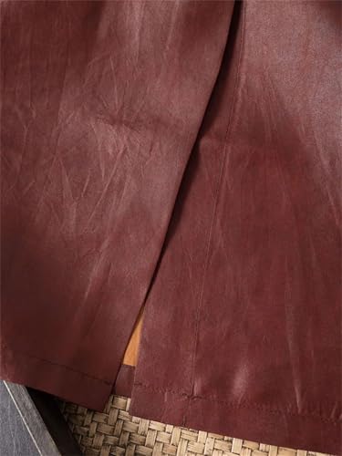 Women's Thread Pocket Silk Dress - Red Fragrant Cloud Yarn Round Neck Sundress