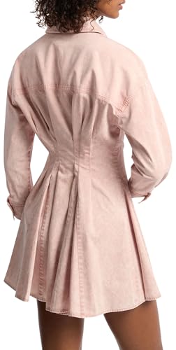 Women's Denim Pleated Shirt Dress