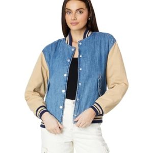 womens Women's Denim and Canvas Bomber Jacket
