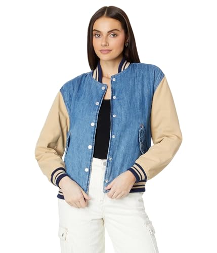 womens Women's Denim and Canvas Bomber Jacket