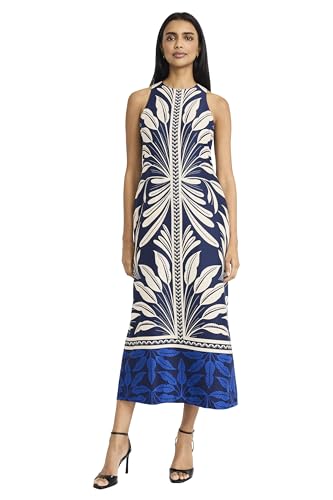 Women's Halter Neck High Waist Midi Sleeveless a Line Silhouette-Special Occasion Wedding Guest Dress