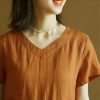 Women's V-Neck Linen Sundress - Strap A-Line Dress Sage