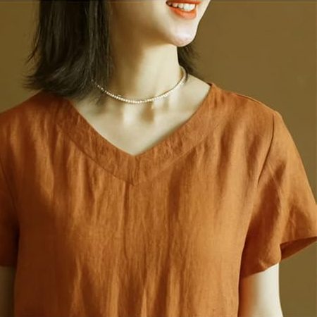 Women's V-Neck Linen Sundress - Strap A-Line Dress Sage