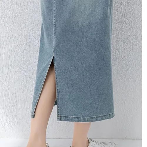 Women's Slimming Tencel Linen Waist Cinching Retro Hong Kong Style Denim Skirt Breathable Dress