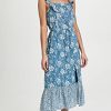 Women's Poppy Dress Sleevless Midi Square Neckline in Navy Multi