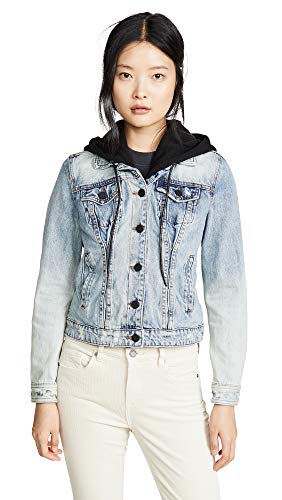 womens Black Hooded Denim Jacket, Comfortable & Stylish Coat