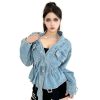 Women's Faux Leather PU Jacket, Graffiti Studded Rivet Punk Biker Moto Fashion Coat with Long Sleeve