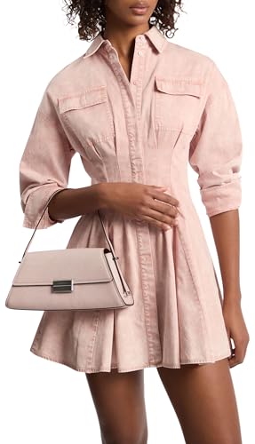 Women's Denim Pleated Shirt Dress