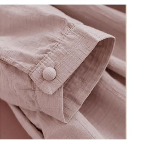 Women's Linen Waist Buckle Dress - Lotus Hem Midi Autumn Shift