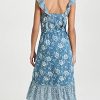 Women's Poppy Dress Sleevless Midi Square Neckline in Navy Multi