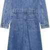 Women’s Dress Long Sleeve Shirt Blue Denim Summer Button Collared Casual Midi Long Dresses for Vacation