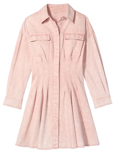 Women's Denim Pleated Shirt Dress