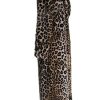 Women's Sexy Elegant Vintage Leopard Print Lapel Faux Fur Long Maxi Coat Jacket