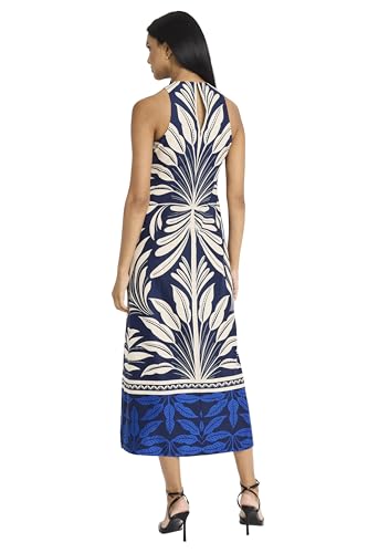 Women's Halter Neck High Waist Midi Sleeveless a Line Silhouette-Special Occasion Wedding Guest Dress