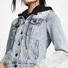 womens Black Hooded Denim Jacket, Comfortable & Stylish Coat