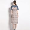 Denim Skirt Spring and Women's Long Dress Vintage Denim V-Neck Waist Slimming Dresses