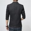 Mens Denim Fashion Cotton Vintage Suit Jacket Blue Coat Denim Jacket Slim Jeans