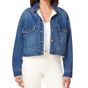 Jeans for Women Crop Cargo Jacket with Sherpa Trim, Sizes Small to X-Large
