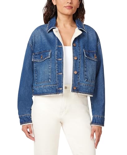 Jeans for Women Crop Cargo Jacket with Sherpa Trim, Sizes Small to X-Large