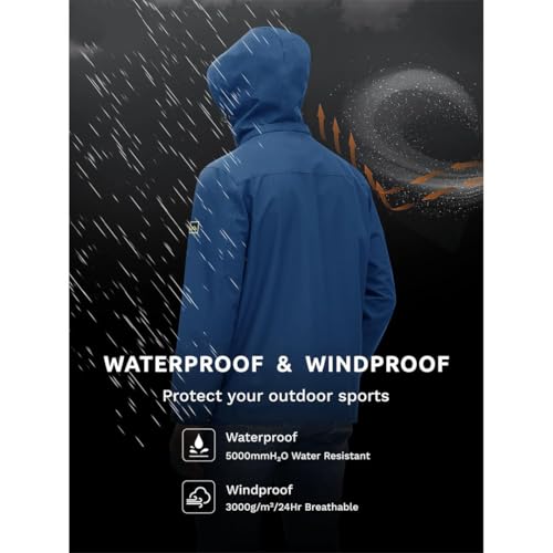 Men's Outdoor Breathable Waterproof Jackets Spring Lining Lightweight Hiking Camping Fishing Coats