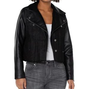 Women's Denim Hybrid Moto Jacket