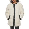 Women's Midlength Sherpa Coat with Reversible Wear