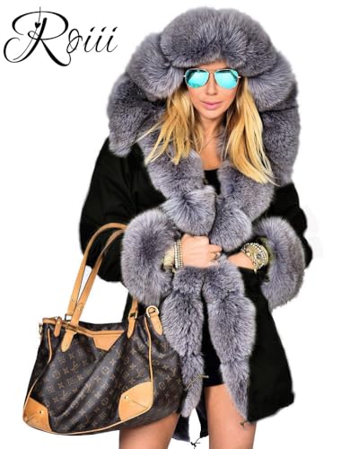 Women Thicken Warm Winter Coat Hood Down Parka Fleece Fur Outdoor Overcoat Long Jacket Outwear