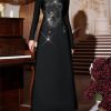 Women's Diamond Midi Dress - O-Neck Long Sleeve Minimalist High Waist
