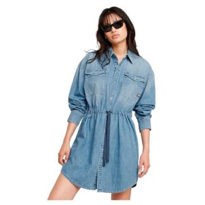 Women's Relaxed Drawcord Denim Casual Dress