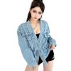 Women's Faux Leather PU Jacket, Graffiti Studded Rivet Punk Biker Moto Fashion Coat with Long Sleeve