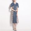 Denim Skirt Spring and Women's Long Dress Vintage Denim V-Neck Waist Slimming Dresses