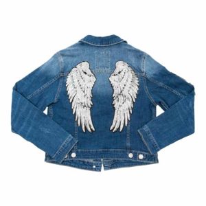 Women's Guitar Company Sequin Wing Denim Jacket Blue