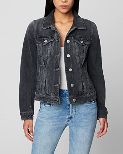 Womens Luxury Clothing Denim Trucker Jacket With Removable Hood