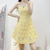 Women's Crochet Sunflower Dress - Sleeveless Hollow-Out Cami Summer Sundress