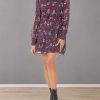 Women's Vittoria Long Sleeve Mini Dress Floral Print in Amethyst Multi