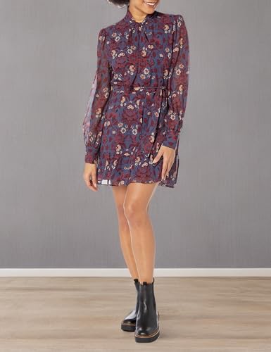 Women's Vittoria Long Sleeve Mini Dress Floral Print in Amethyst Multi