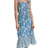 Women's Poppy Dress Sleevless Midi Square Neckline in Navy Multi