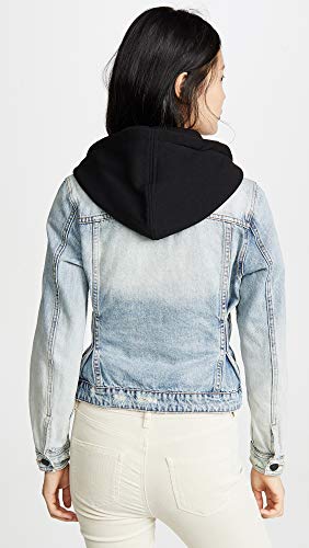 womens Black Hooded Denim Jacket, Comfortable & Stylish Coat