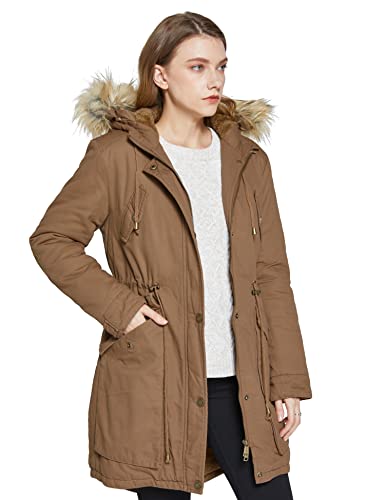 Women's Winter Thicken Fleece Jacket Fur Hooded Military Parka Coat