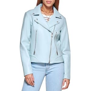 Women's Belted Faux Leather Moto Jacket (Regular & Plus Size)