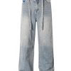 Womens Rhinestone Jeans Y2K Wide Leg Pants Unisex Loose Oversized Trousers Casual Baggy Streetwear Denim Pants