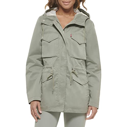 Women's Plus Four Pocket Hooded Military Jacket
