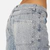 Womens Rhinestone Jeans Y2K Wide Leg Pants Unisex Loose Oversized Trousers Casual Baggy Streetwear Denim Pants