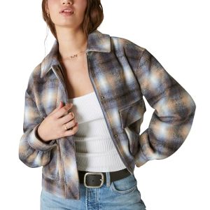 Women's Cropped Plaid Jacket