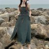 Retro Denim Dress Women's Waist Show Thin Tassel Sling Dress