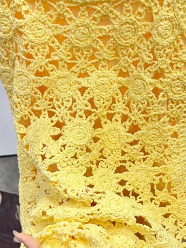 Women's Crochet Sunflower Dress - Sleeveless Hollow-Out Cami Summer Sundress