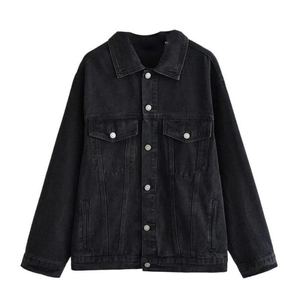 Women’s Denim Jacket Loose Retro Spring Autumn Casual Jean Coat for Women